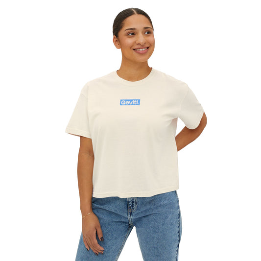 Casual Women's Boxy Tee - Soft Cream with Geviti Logo