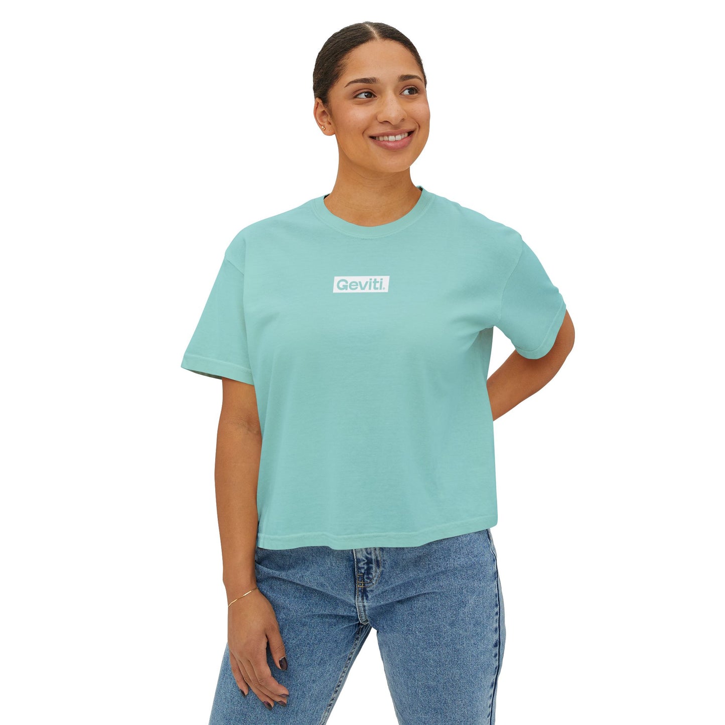 Casual Women's Boxy Tee - Soft Cream with Geviti Logo