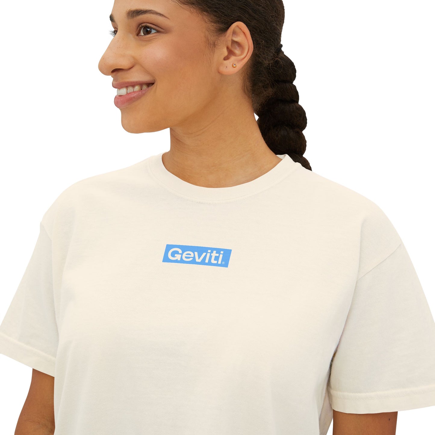 Casual Women's Boxy Tee - Soft Cream with Geviti Logo