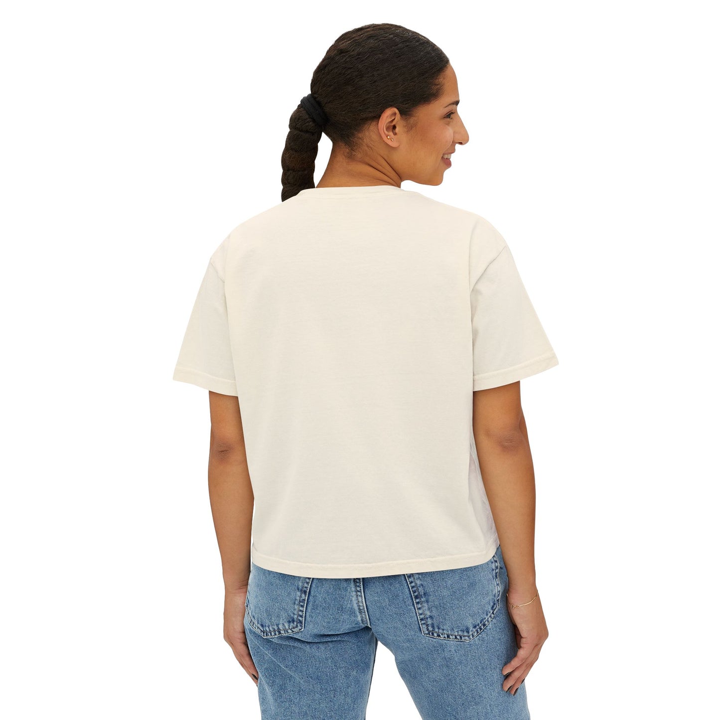 Casual Women's Boxy Tee - Soft Cream with Geviti Logo