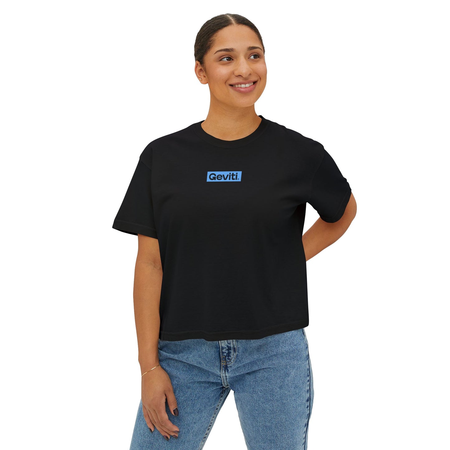 Casual Women's Boxy Tee - Soft Cream with Geviti Logo