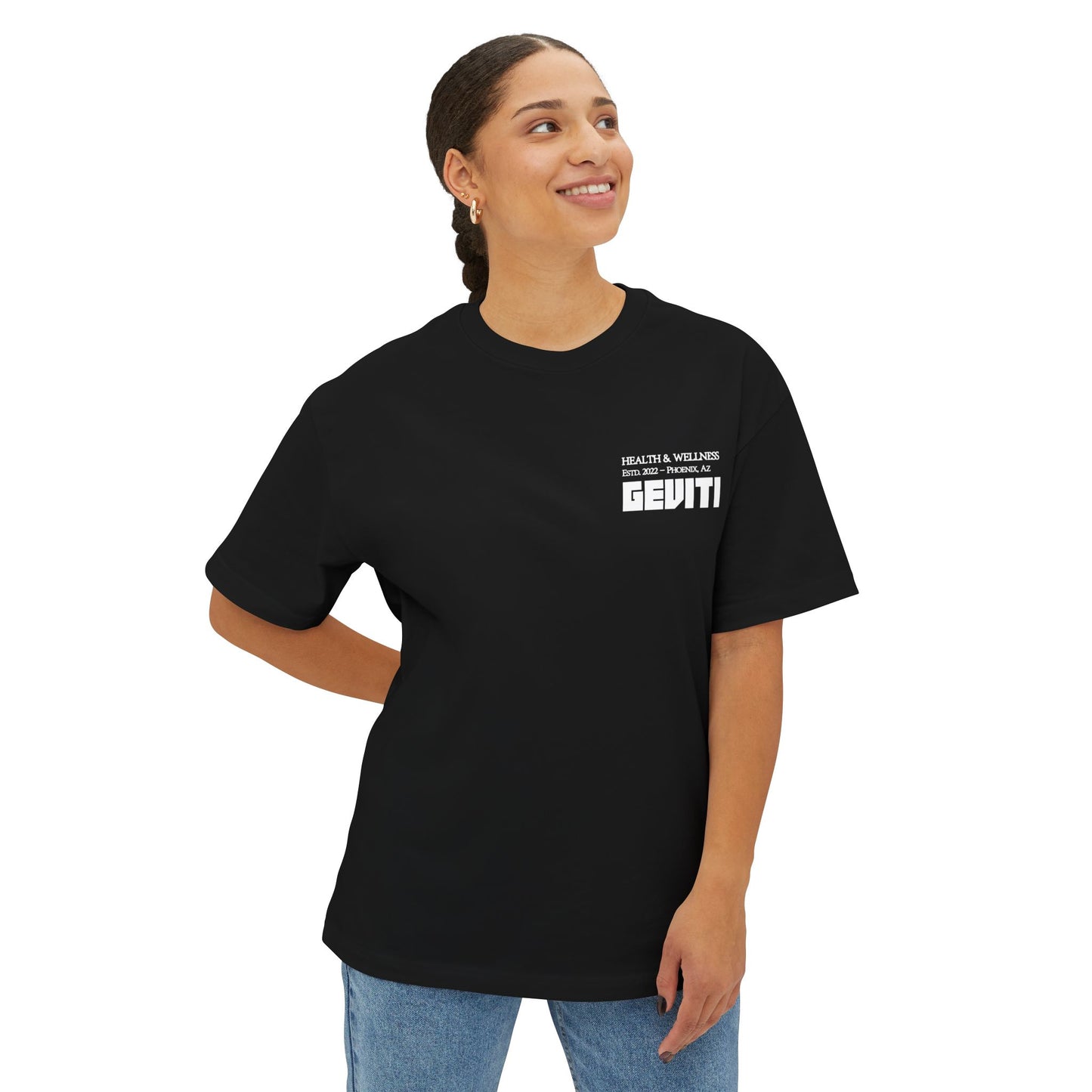 'Geviti Health & Wellness' - Unisex Oversized Boxy Tee