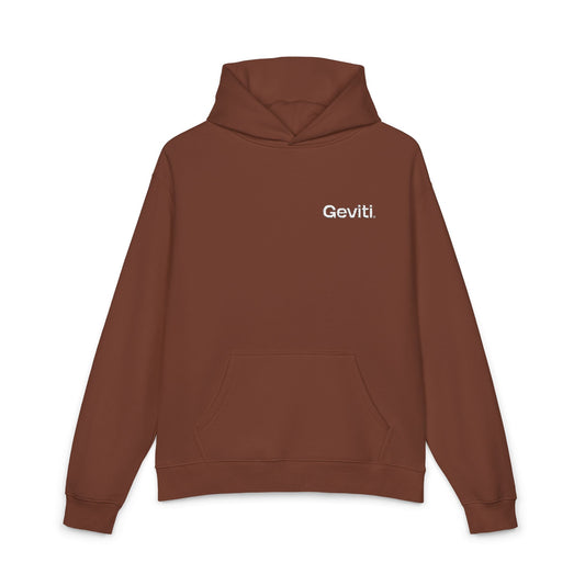 Geviti Relaxed Hoodie - Minimal Logo Brown Casual Pullover