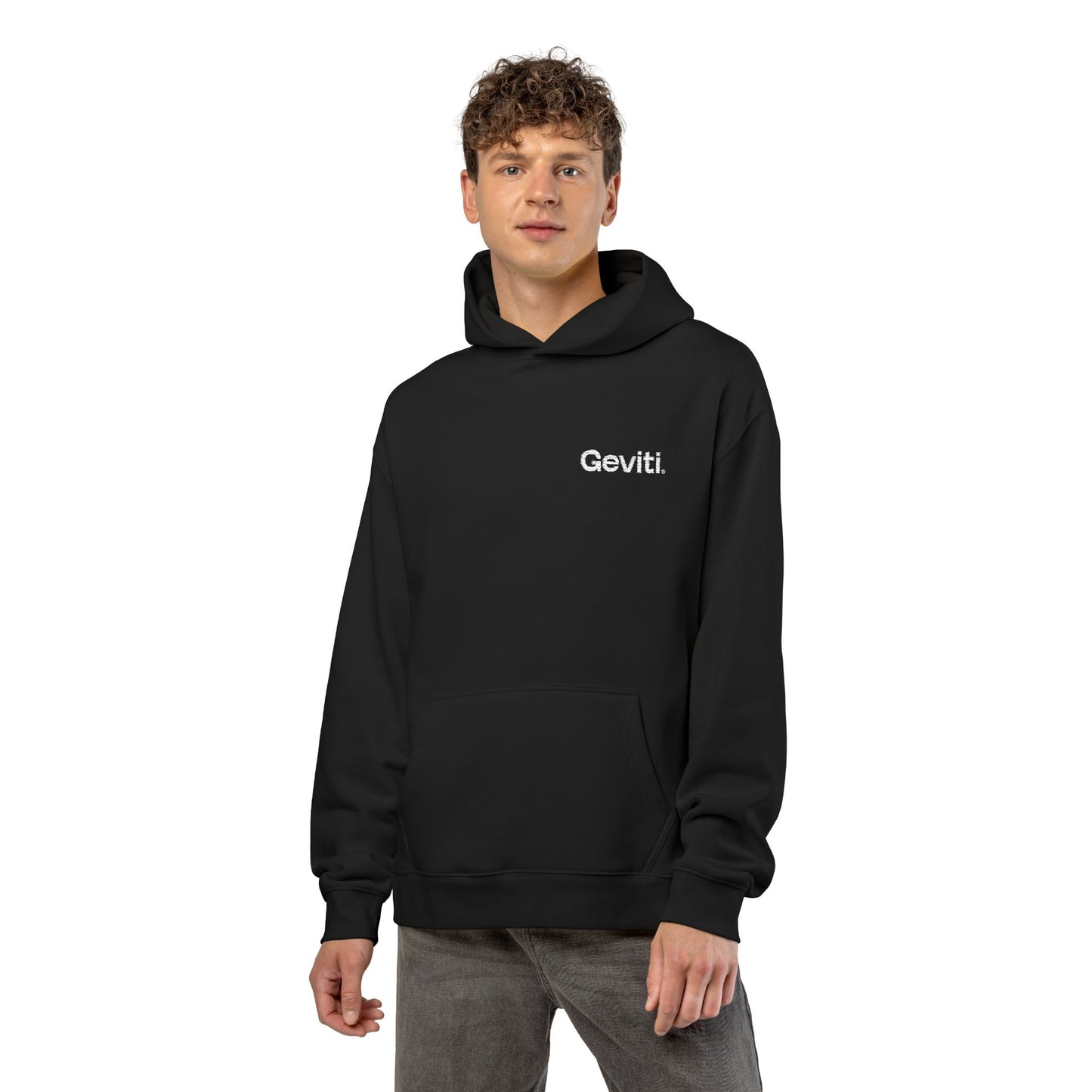 Geviti Relaxed Hoodie - Minimal Logo Brown Casual Pullover