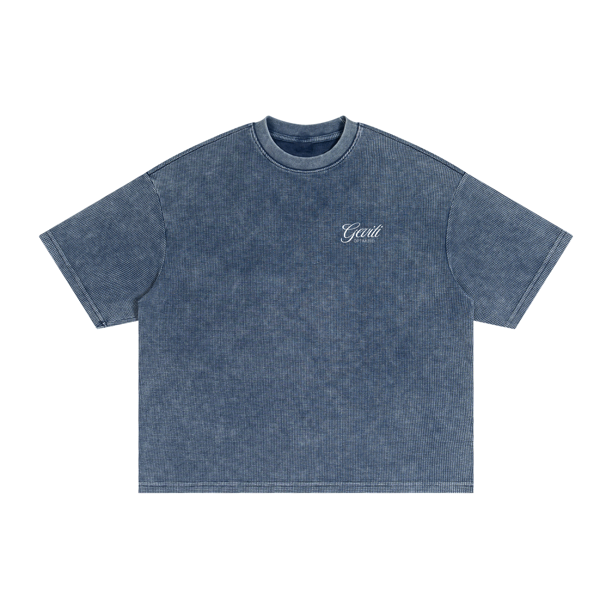 Textured Waffle "Geviti" Embroidered Washed Boxy T-Shirt