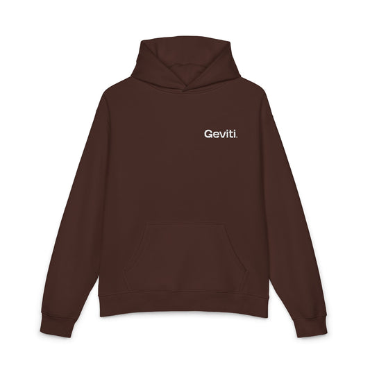 Geviti Relaxed Hoodie - Minimal Logo Brown Casual Pullover