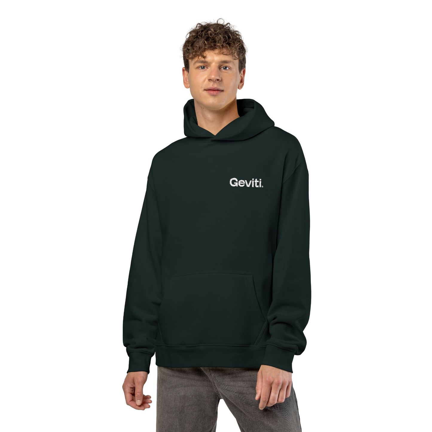 Geviti Relaxed Hoodie - Minimal Logo Brown Casual Pullover