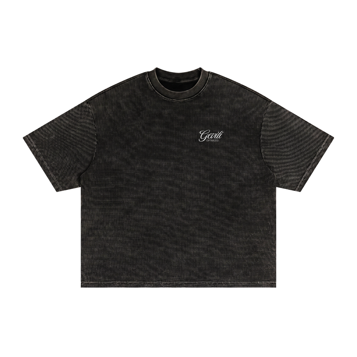 Textured Waffle "Geviti" Embroidered Washed Boxy T-Shirt
